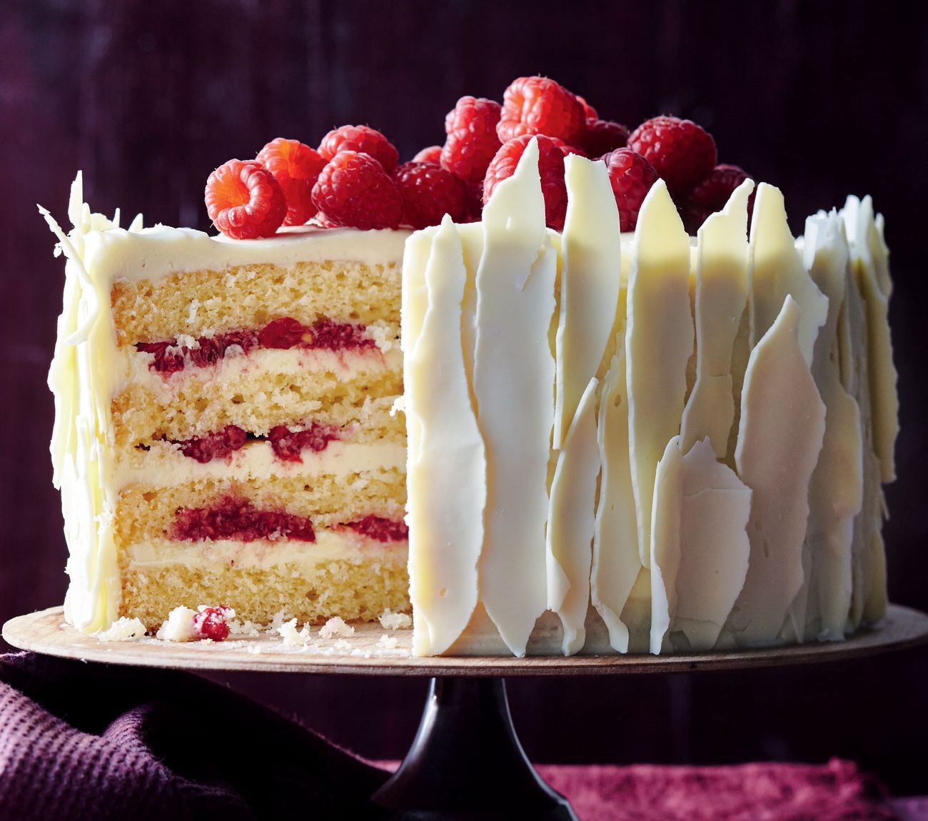 White chocolate deals and raspberry cake