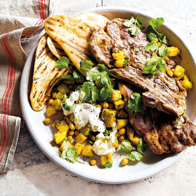 Bbq Lamb Chops With Spiced Potato & Chickpeas