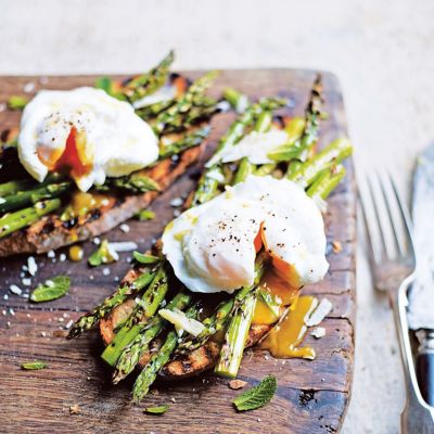 Grilled Asparagus And Poached Egg On Toast