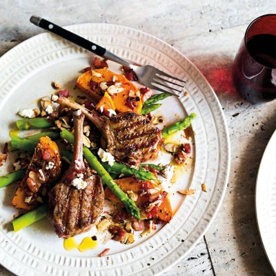 Lamb Cutlets With Pumpkin, Asparagus &Bacon