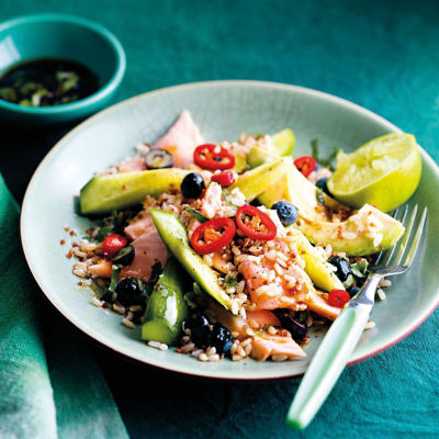 Salmon With Blueberry, Avocado And Lime Salsa