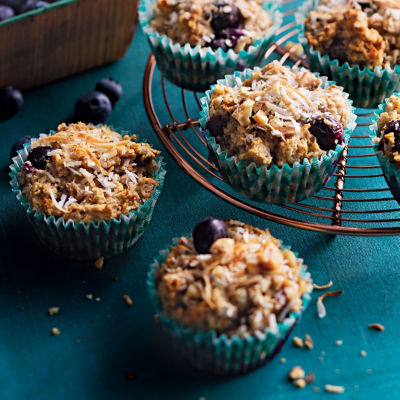 Coconut, Banana & Blueberry Muffins