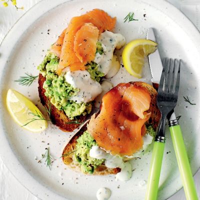Smoked Salmon & Smashed Avocado With Herb Yoghurt