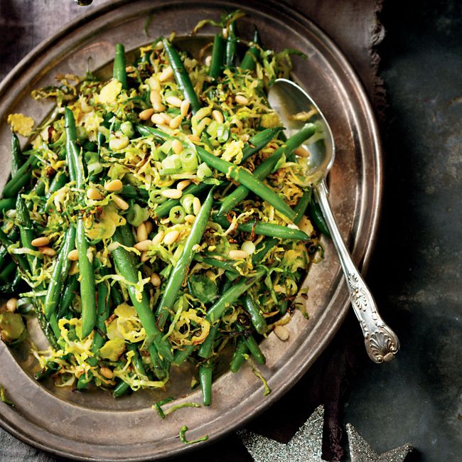 Beans With Shaved Brussels Sprouts