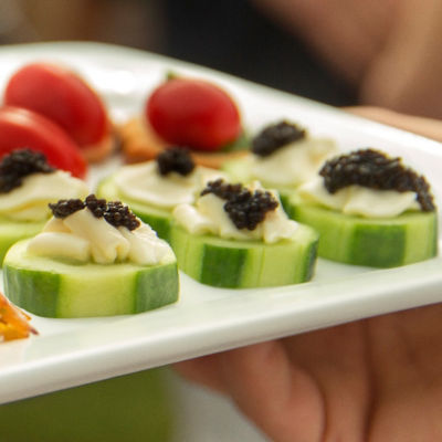 Troy and Marty's Cucumber with Cream Fresh and Caviar