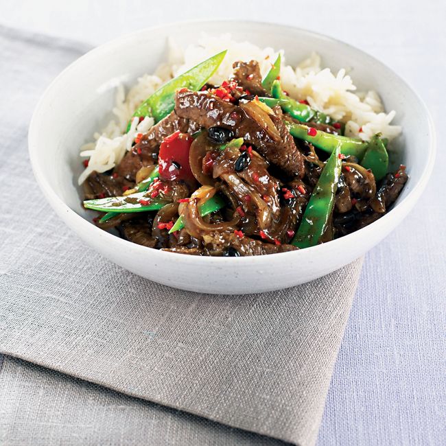 Beef With Black Bean Sauce And Snow Peas