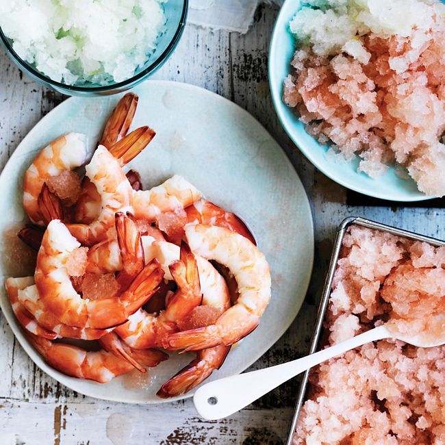 Australian Prawns with Vodka & Lemon Granita