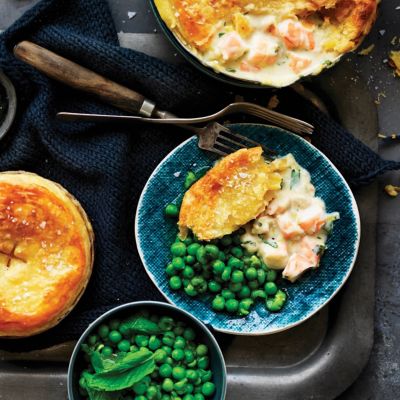 Creamy Australian Prawn Pot Pies with Minted Peas