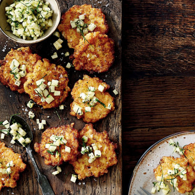 Red Curry Ling Fritters With Mint & Pineapple Salsa