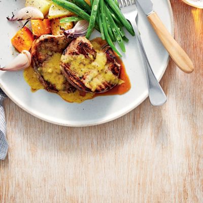 Marinated Lamb Steaks With Roasted Vegetables