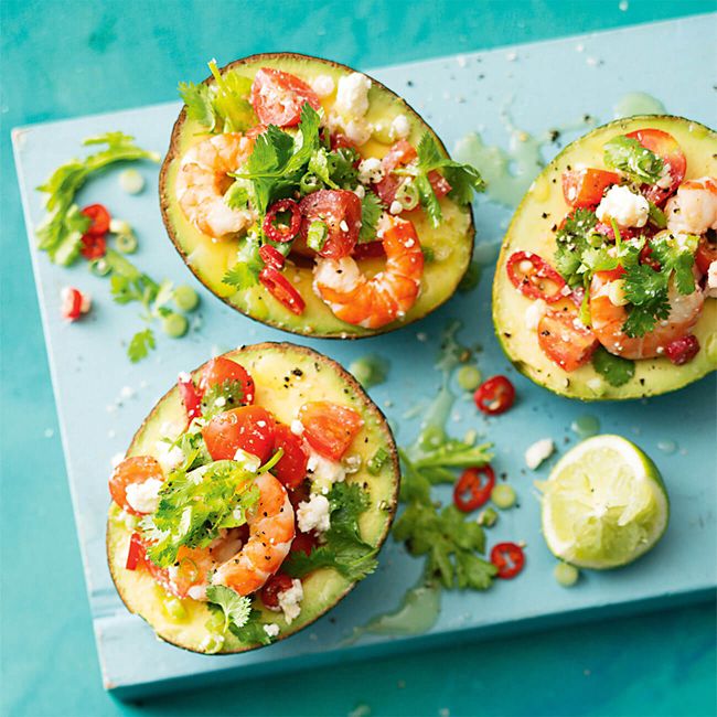 Avocado Filled With Prawns & Feta