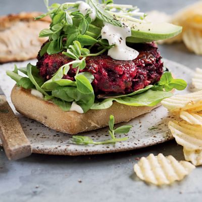 Beetroot, Bean & Feta Burgers