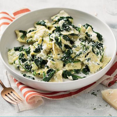 Ravioli With Lemony Spinach & Ricotta