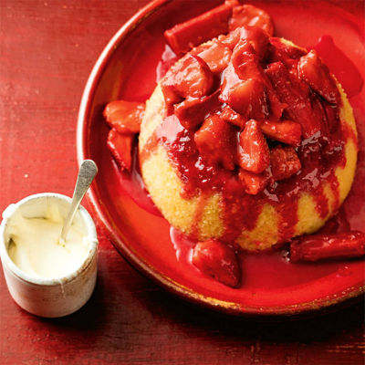 Steamed Rhubarb & Strawberry Pudding