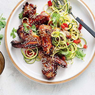 Teriyaki Chicken Wings With Zoodles
