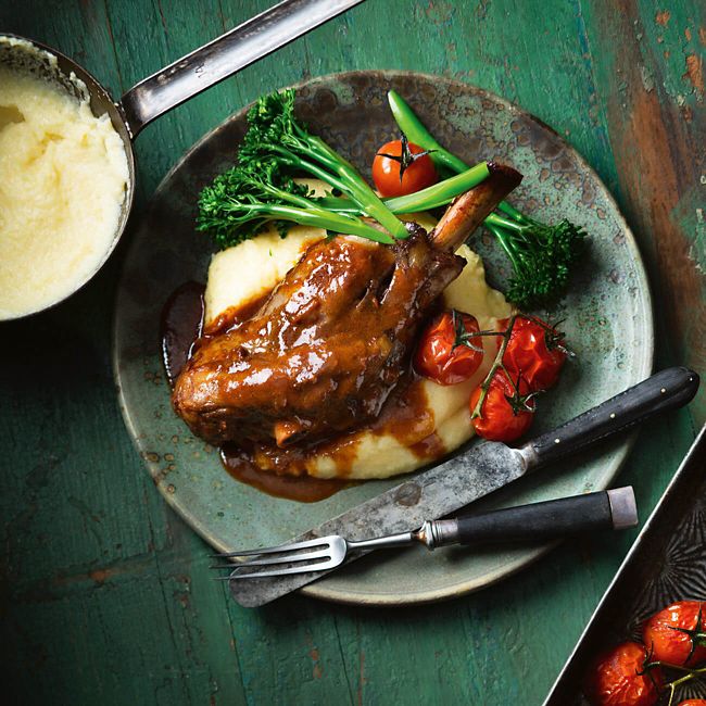 Mediterranean Lamb Shanks With Polenta Mash & Broccolini