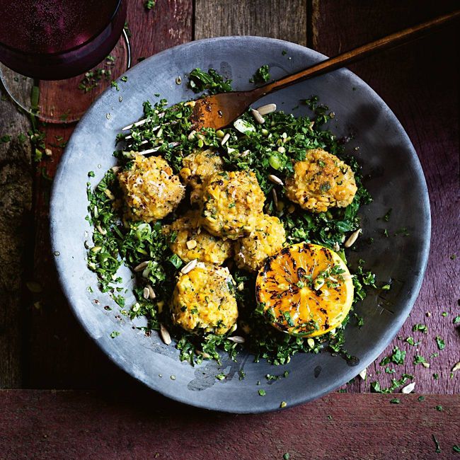 Mini Falafels With Seed & Kale Tabbouleh