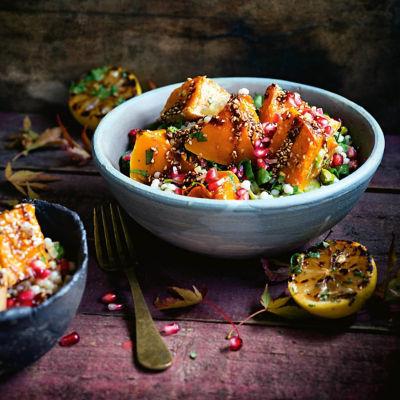Roast Pumpkin With Pearl Couscous & Pomegranate