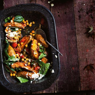 Sweet Potato & Chickpeas With Spiced Yoghurt Dressing