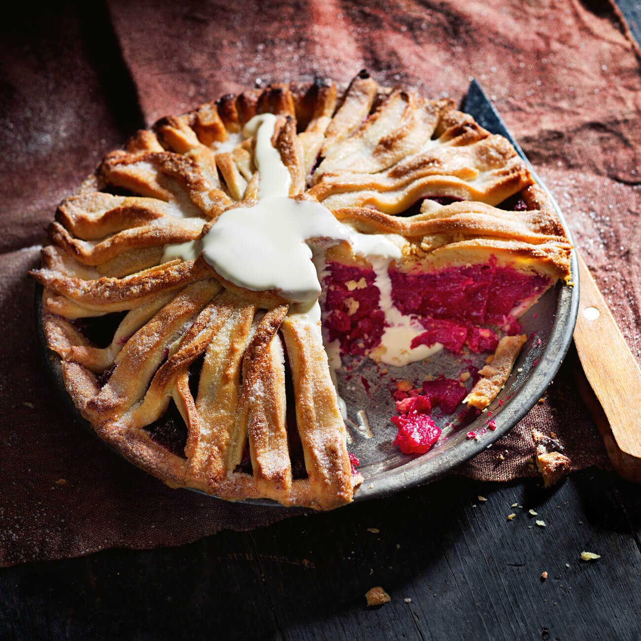 Beetroot, Rhubarb & Apple Pie