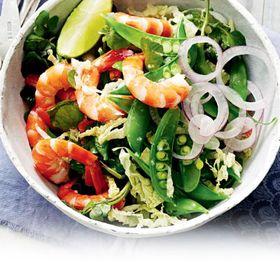Prawn And Snap Pea Salad With Ginger Dressing
