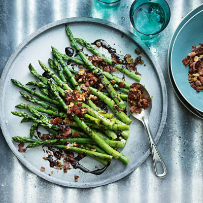 Charred Asparagus With Prosciutto & Balsamic Glaze