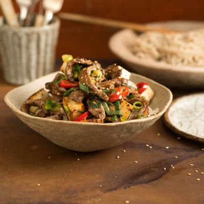 Tofu & Beef Stir-Fry With Noodles
