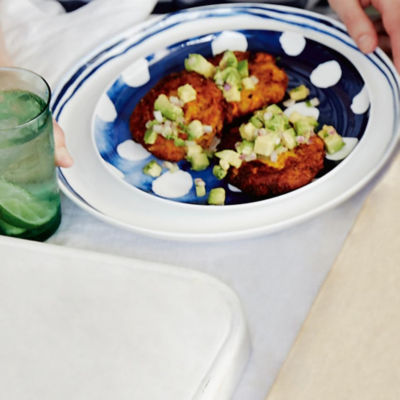 Couscous And Veg Fritters With Avocado Salsa