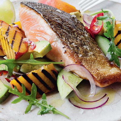 Grilled Salmon With Peach & Avocado