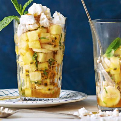 Tropical Fruit With Meringue Crumble