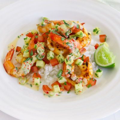 Barbequed Prawns With Salsa