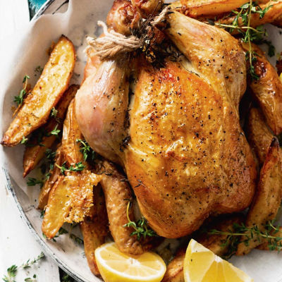 Roast Chicken With Parmesan Wedges