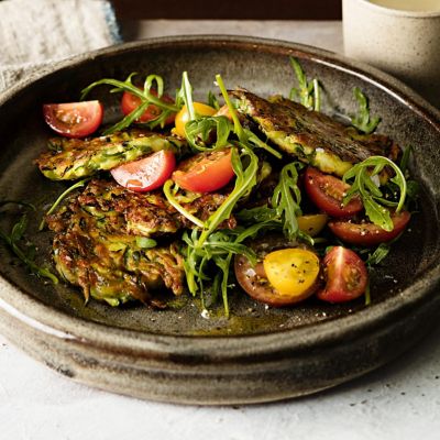 Zucchini & Haloumi Fritters With Salad