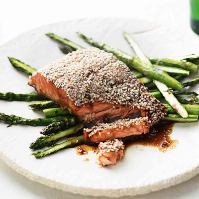 Sesame Crusted Salmon With Soba Noodles