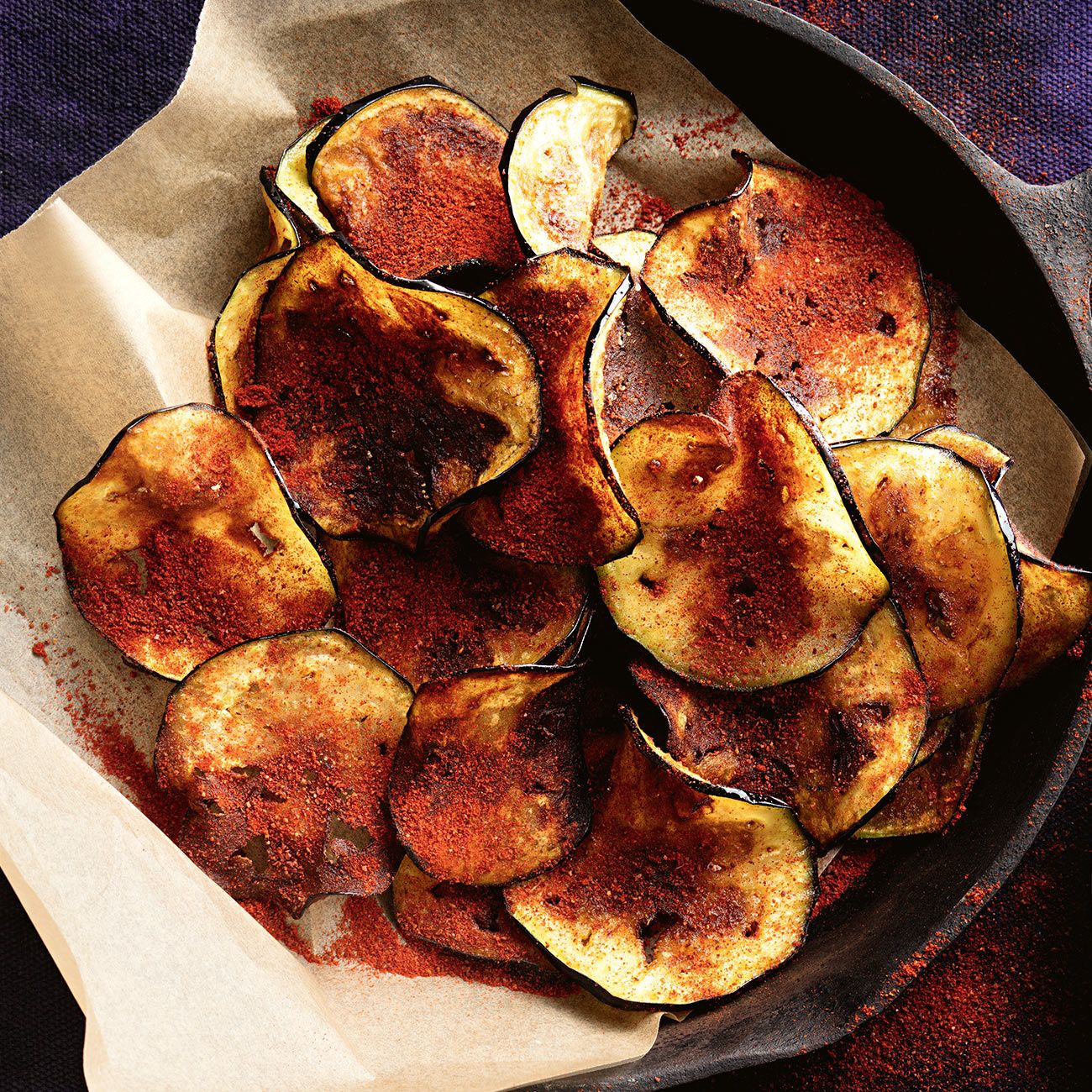 Spiced eggplant chips