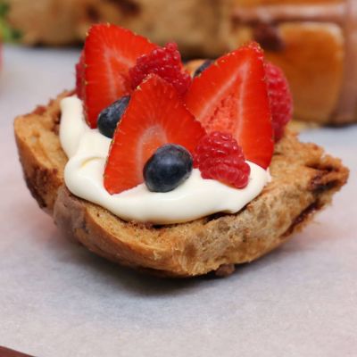 Hot Cross Buns with Double Cream And Berries