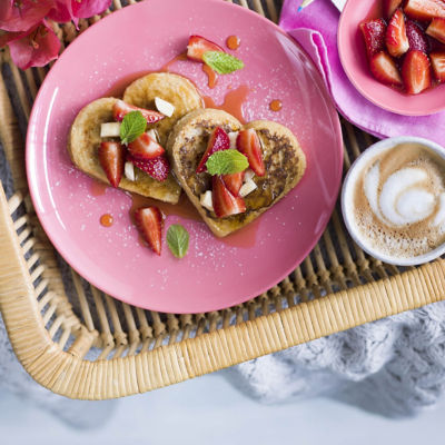 French Toast Hearts With Strawberries