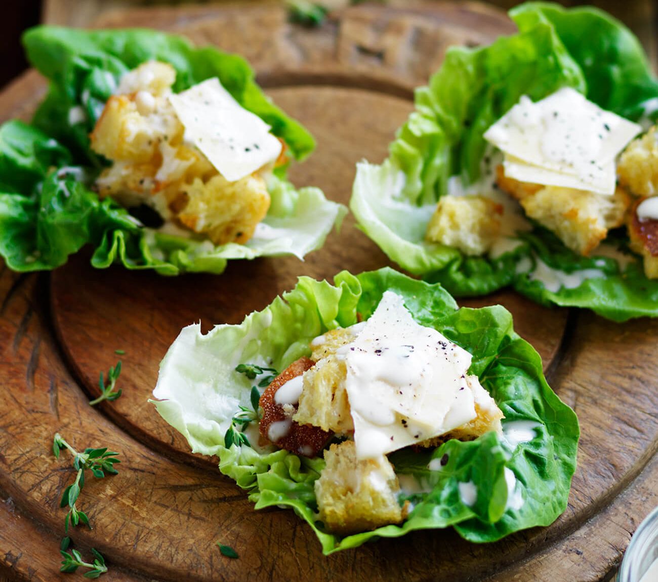 Caesar lettuce cups