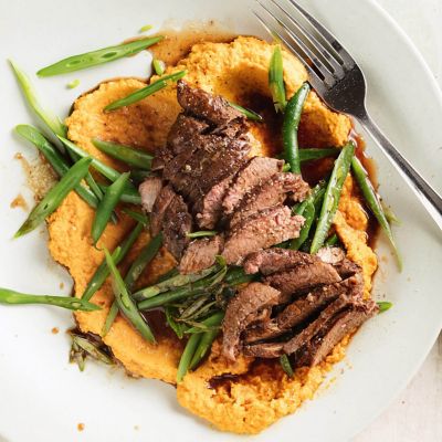 Lemon Thyme Lamb With Carrot Hummus