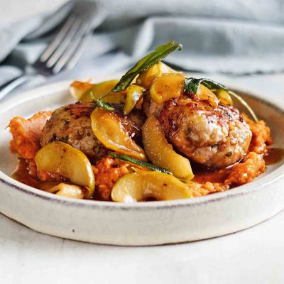 Pork Patties With Apple & Sweet Potato Mash