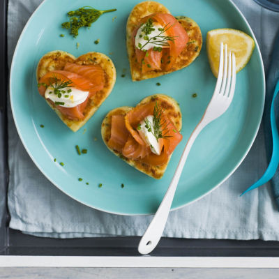 Ricotta, Salmon & Zucchini Pikelets With Roasted Capsicum Salsa