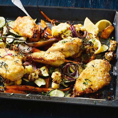 Chicken Kiev With Roasted Vegetables