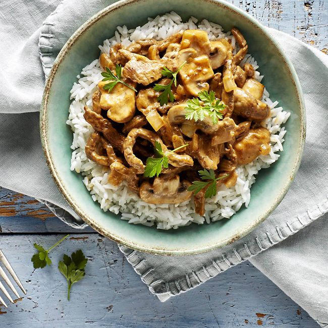 Beef Stroganoff With Rice