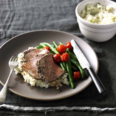 Herb And Mustard Roast Beef With Cauliflower Mash