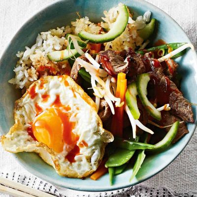 Korean Rice Bowl With Steak & Egg