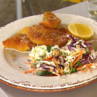 Polenta Crusted Fish With Slaw