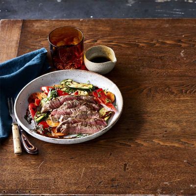 Tuscan Beef Steaks With Char-Grilled Vegetables