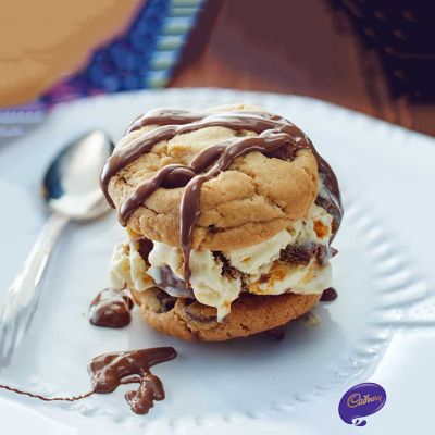 Crunchie Ice Cream Choc Chip Cookie Sandwich
