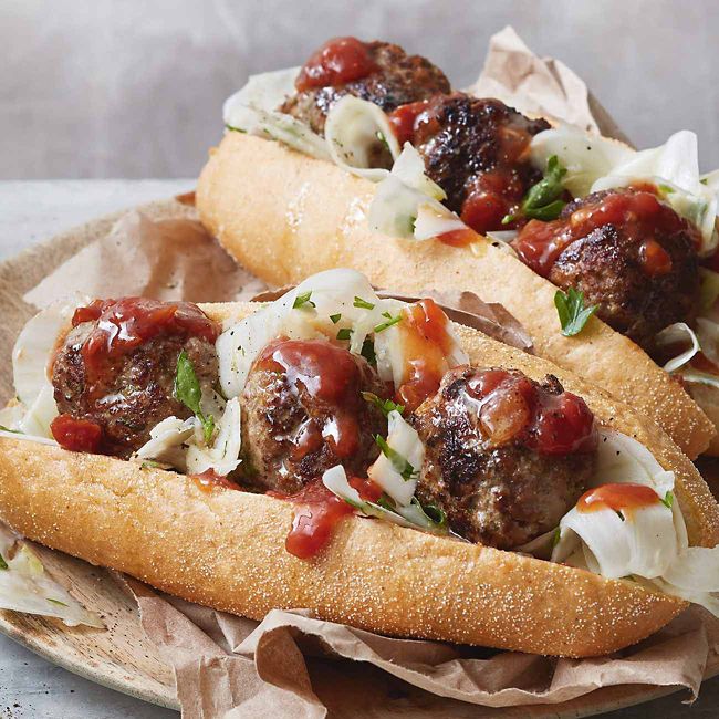 Meatball Sub With Slaw & Chutney