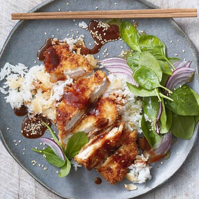 Pork Katsu With Coconut Rice